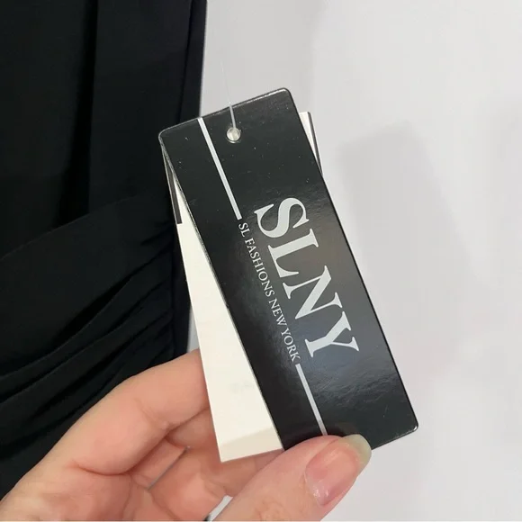 SLNY Black and White Embroidered Fit and Flare Dress 12 - Picture 5 of 11